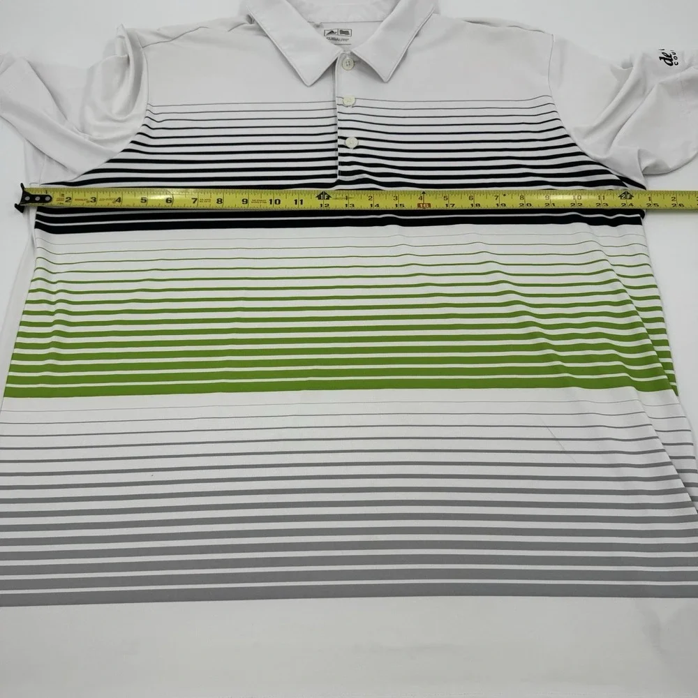 Adidas Mens Shirt X-Large Black Green Stripe de Anza Country Club Golf‎ Polo